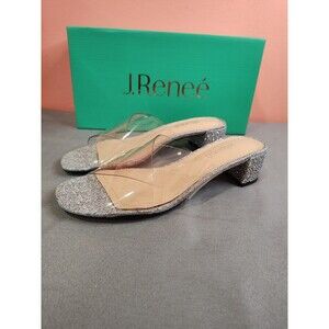 Women's J. Renee Cindee Rhinestone Sandals Clear Silver US 7.5